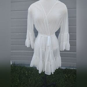 Vintage Betsey Johnson Intimates OS Robe Sheer Ruffles